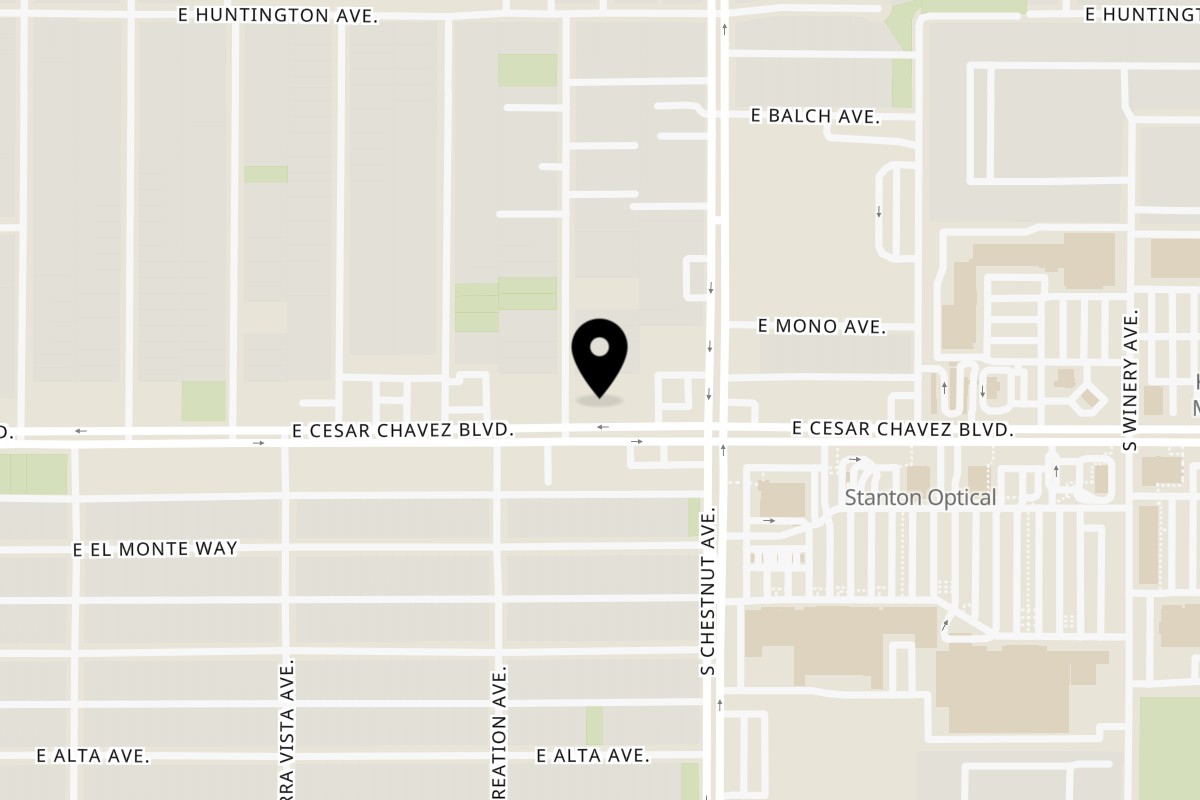 Map showing the location of The Seafood Company on 4775 E Cesar Chavez Blvd in Fresno